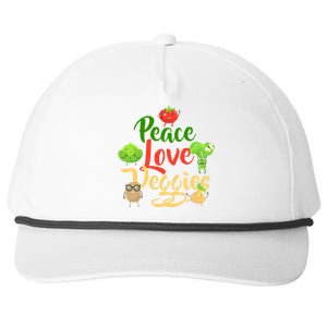 Funny Peace Love Veggies Slogan Vegans Veganism Vegetarians Gift Snapback Five-Panel Rope Hat