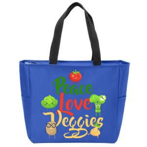 Funny Peace Love Veggies Slogan Vegans Veganism Vegetarians Gift Zip Tote Bag