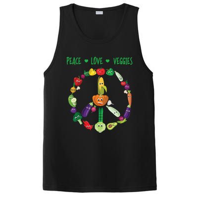 Funny Peace Love Veggies Freedom Sign Vegetables Vegan Quote Gift PosiCharge Competitor Tank