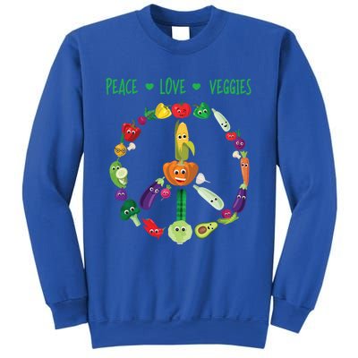 Funny Peace Love Veggies Freedom Sign Vegetables Vegan Quote Gift Sweatshirt