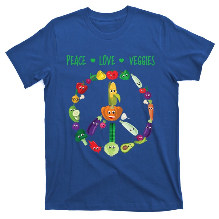 Funny Peace Love Veggies Freedom Sign Vegetables Vegan Quote Gift T-Shirt