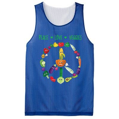 Funny Peace Love Veggies Freedom Sign Vegetables Vegan Quote Gift Mesh Reversible Basketball Jersey Tank