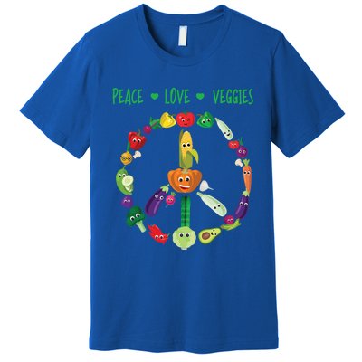 Funny Peace Love Veggies Freedom Sign Vegetables Vegan Quote Gift Premium T-Shirt