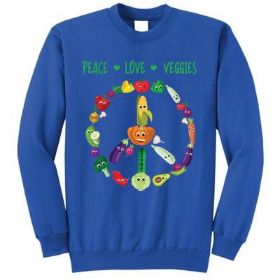 Funny Peace Love Veggies Freedom Sign Vegetables Vegan Quote Gift Tall Sweatshirt