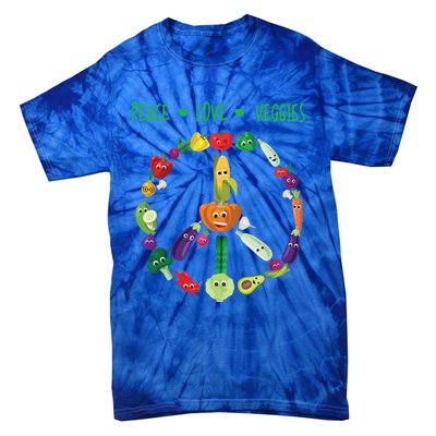 Funny Peace Love Veggies Freedom Sign Vegetables Vegan Quote Gift Tie-Dye T-Shirt