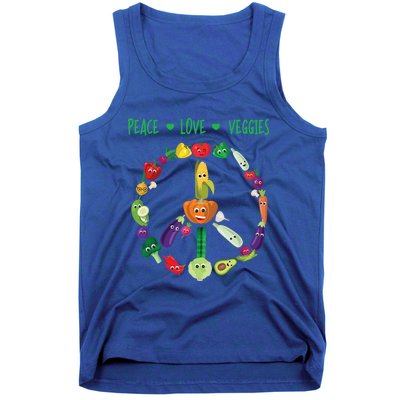 Funny Peace Love Veggies Freedom Sign Vegetables Vegan Quote Gift Tank Top