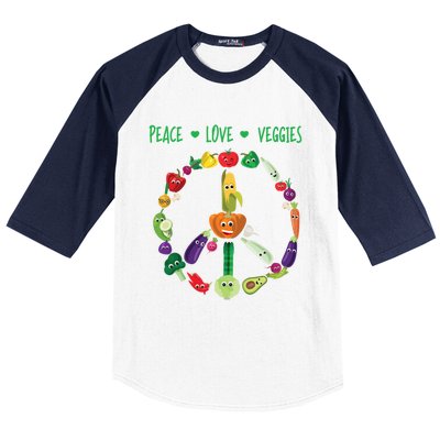 Funny Peace Love Veggies Freedom Sign Vegetables Vegan Quote Gift Baseball Sleeve Shirt