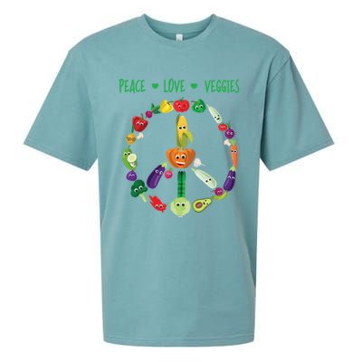 Funny Peace Love Veggies Freedom Sign Vegetables Vegan Quote Gift Sueded Cloud Jersey T-Shirt