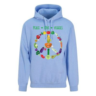 Funny Peace Love Veggies Freedom Sign Vegetables Vegan Quote Gift Unisex Surf Hoodie