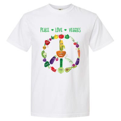 Funny Peace Love Veggies Freedom Sign Vegetables Vegan Quote Gift Garment-Dyed Heavyweight T-Shirt