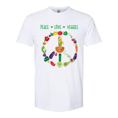 Funny Peace Love Veggies Freedom Sign Vegetables Vegan Quote Gift Softstyle CVC T-Shirt