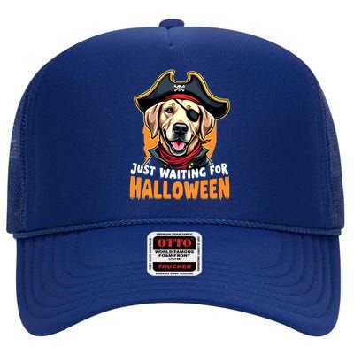 Funny Pirate Labrador Retriever Just Waiting For Halloween Gift High Crown Mesh Back Trucker Hat