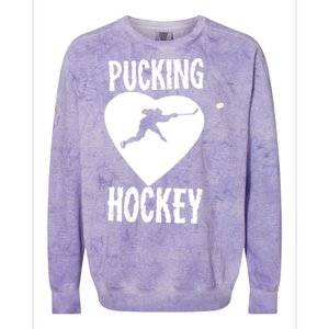 Funny Pucking Love Hockey Adult Novelty Player Fan Gift Colorblast Crewneck Sweatshirt