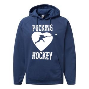 Funny Pucking Love Hockey Adult Novelty Player Fan Gift Performance Fleece Hoodie