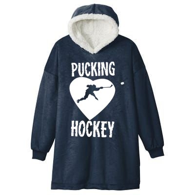 Funny Pucking Love Hockey Adult Novelty Player Fan Gift Hooded Wearable Blanket