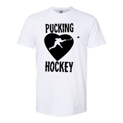 Funny Pucking Love Hockey Adult Novelty Player Fan Gift Softstyle CVC T-Shirt