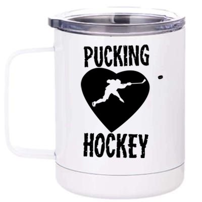 Funny Pucking Love Hockey Adult Novelty Player Fan Gift 12 oz Stainless Steel Tumbler Cup