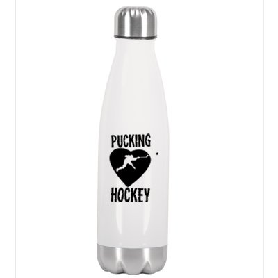 Funny Pucking Love Hockey Adult Novelty Player Fan Gift Stainless Steel Insulated Water Bottle