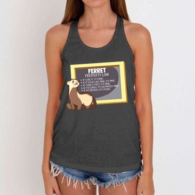 Ferret Property Laws Five Statements Ferret Lovers Funny Women's Knotted Racerback Tank