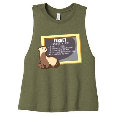 Ferret Property Laws Five Statements Ferret Lovers Funny Women's Racerback Cropped Tank