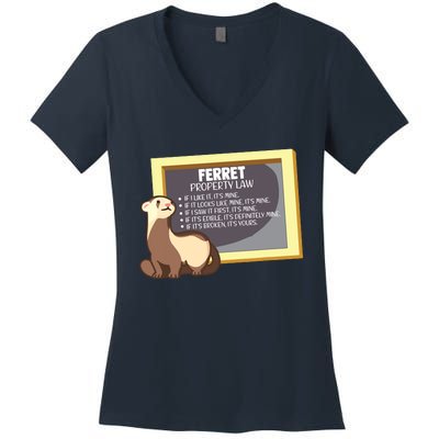 Ferret Property Laws Five Statements Ferret Lovers Funny Women's V-Neck T-Shirt