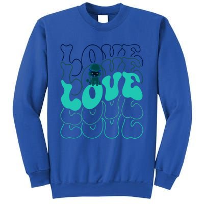 Funny Poodle Love Groovy Style Heart Valentines Day Love Great Gift Sweatshirt