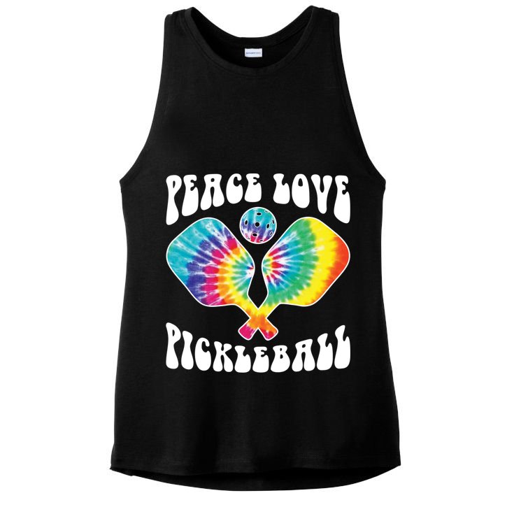 Funny Peace Love Pickleball Vintage Design Ladies PosiCharge Tri-Blend Wicking Tank