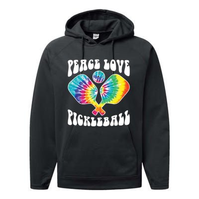 Funny Peace Love Pickleball Vintage Design Performance Fleece Hoodie