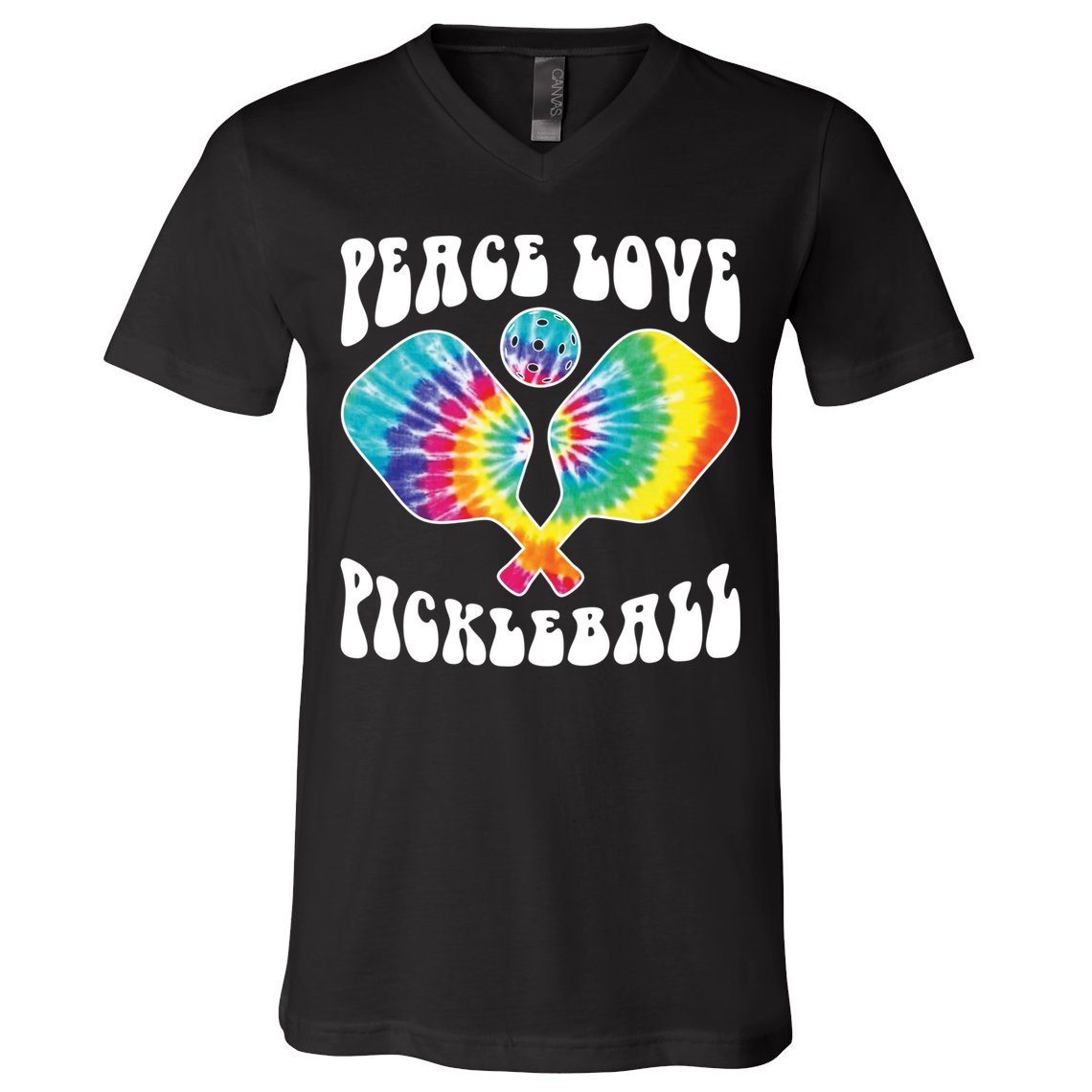 Funny Peace Love Pickleball Vintage Design V-Neck T-Shirt