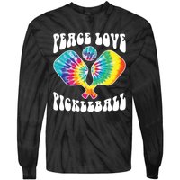 Funny Peace Love Pickleball Vintage Design Tie-Dye Long Sleeve Shirt