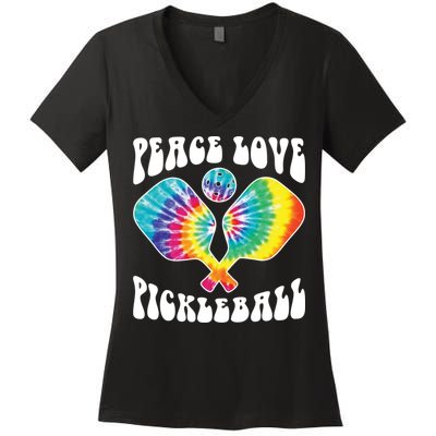 Funny Peace Love Pickleball Vintage Design Women's V-Neck T-Shirt