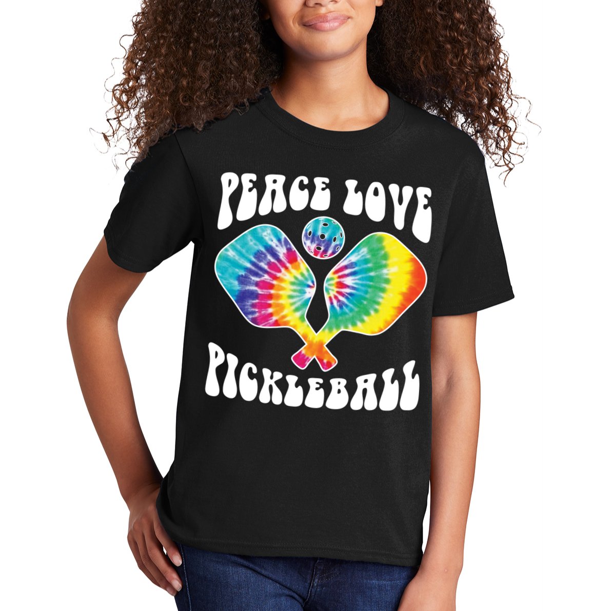 Funny Peace Love Pickleball Vintage Design Kids T-Shirt