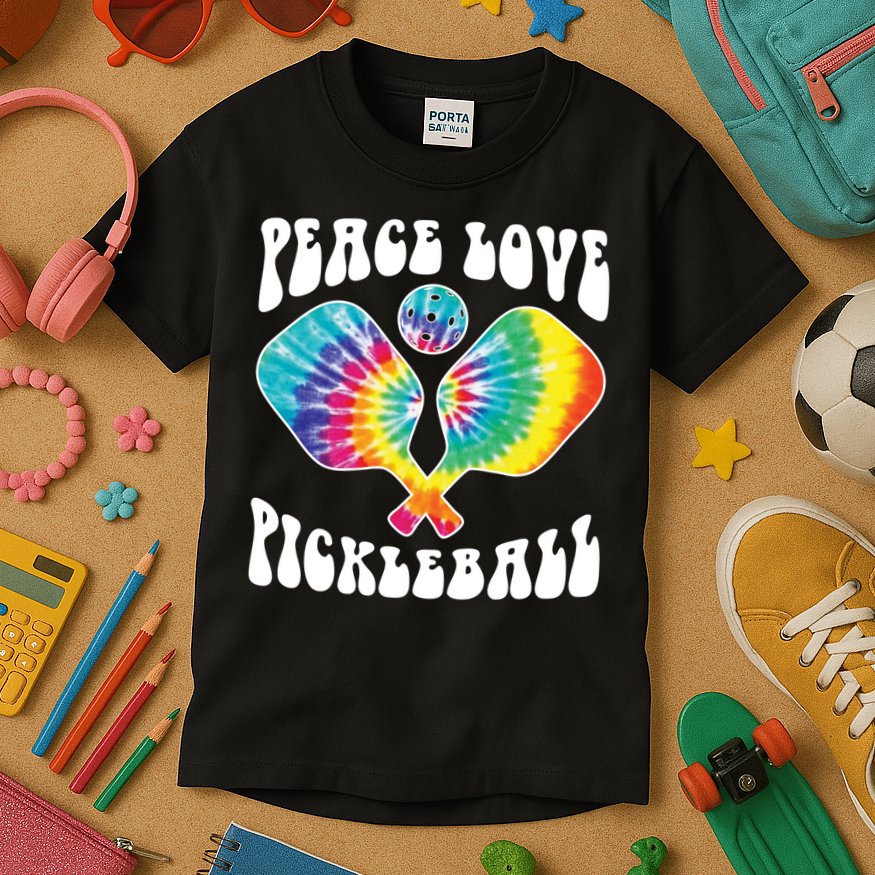 Funny Peace Love Pickleball Vintage Design Kids T-Shirt