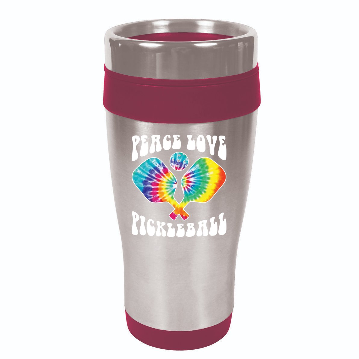 Funny Peace Love Pickleball Vintage Design 16oz Travel Tumbler