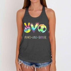 Funny Peace Love Soccer Cute Design Heart Ball Women's Knotted Racerback Tank