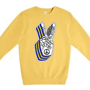 Faith Peace Love Joy Hope Ukrainian Ukraine Colors Premium Crewneck Sweatshirt