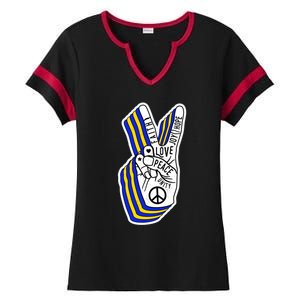 Faith Peace Love Joy Hope Ukrainian Ukraine Colors Ladies Halftime Notch Neck Tee