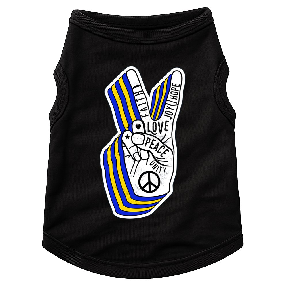 Faith Peace Love Joy Hope Ukrainian Ukraine Colors Doggie Tank