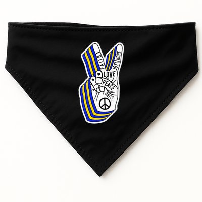 Faith Peace Love Joy Hope Ukrainian Ukraine Colors USA-Made Doggie Bandana