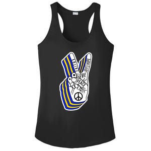 Faith Peace Love Joy Hope Ukrainian Ukraine Colors Ladies PosiCharge Competitor Racerback Tank