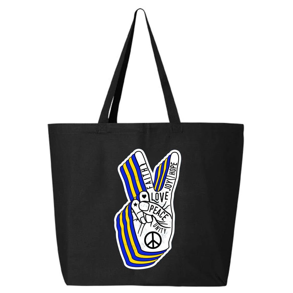 Faith Peace Love Joy Hope Ukrainian Ukraine Colors 25L Jumbo Tote