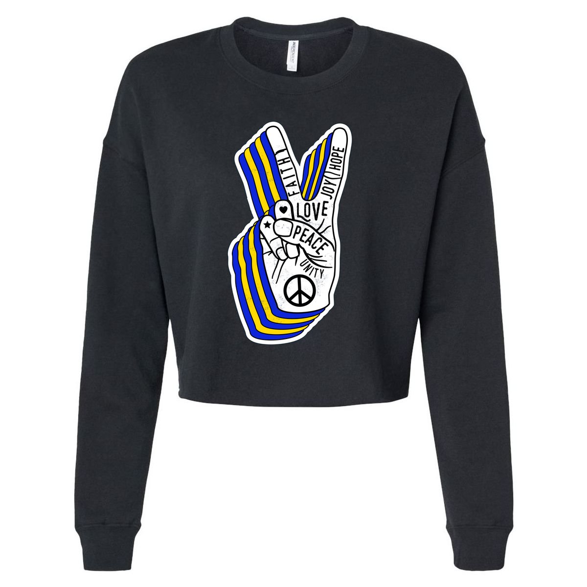 Faith Peace Love Joy Hope Ukrainian Ukraine Colors Cropped Pullover Crew