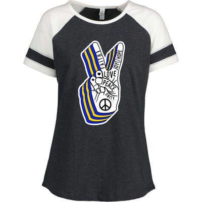 Faith Peace Love Joy Hope Ukrainian Ukraine Colors Enza Ladies Jersey Colorblock Tee