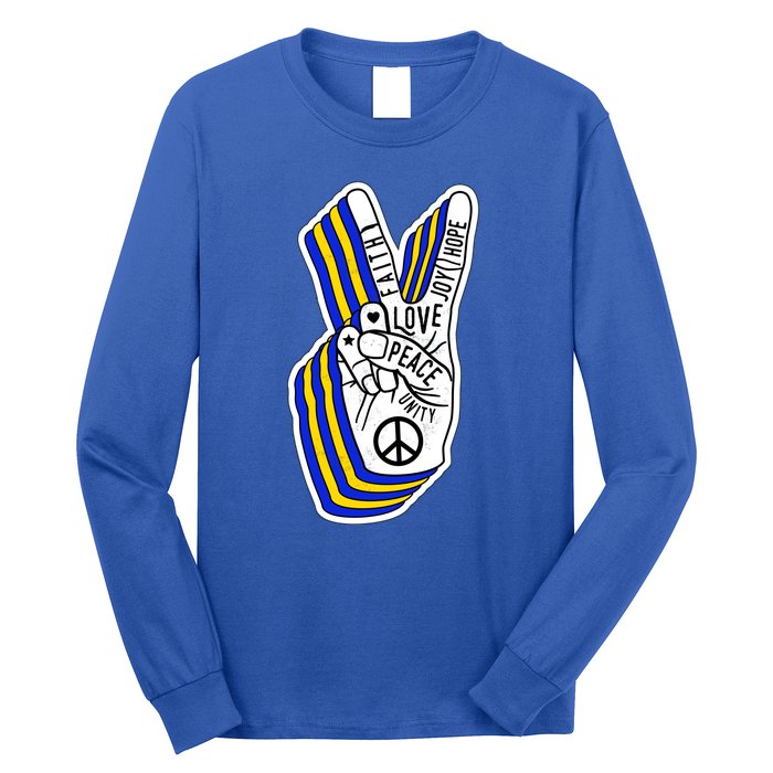 Faith Peace Love Joy Hope Ukrainian Ukraine Colors Long Sleeve Shirt