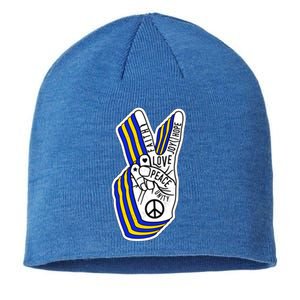 Faith Peace Love Joy Hope Ukrainian Ukraine Colors Sustainable Beanie