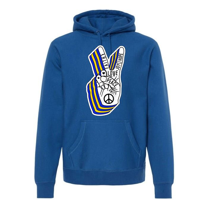 Faith Peace Love Joy Hope Ukrainian Ukraine Colors Premium Hoodie