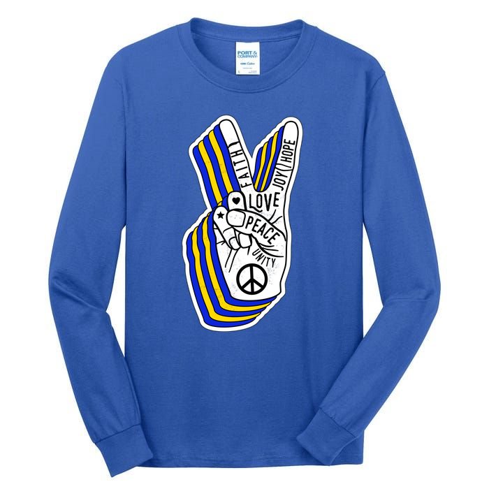 Faith Peace Love Joy Hope Ukrainian Ukraine Colors Tall Long Sleeve T-Shirt