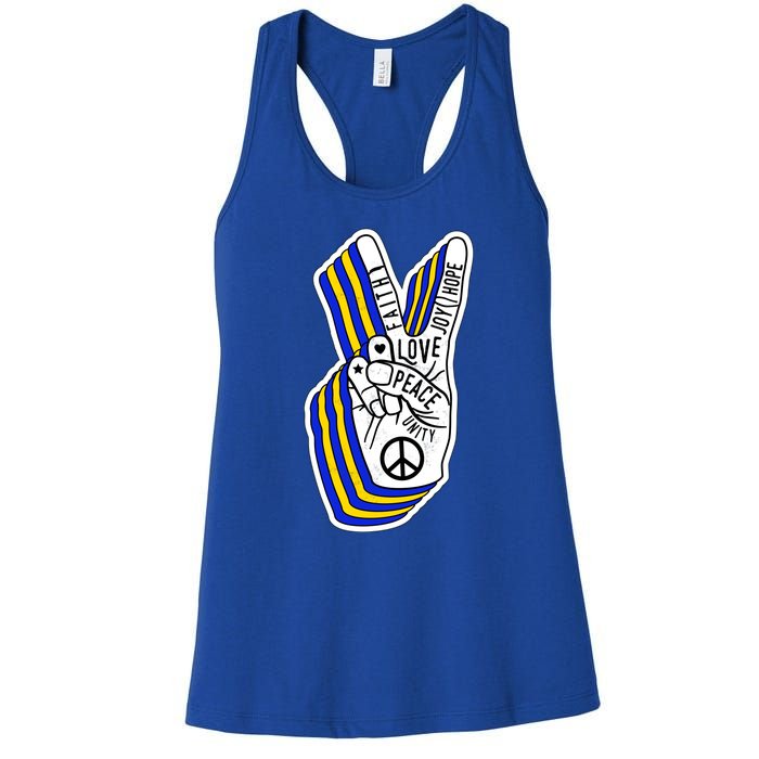 Faith Peace Love Joy Hope Ukrainian Ukraine Colors Women's Racerback Tank