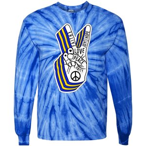 Faith Peace Love Joy Hope Ukrainian Ukraine Colors Tie-Dye Long Sleeve Shirt