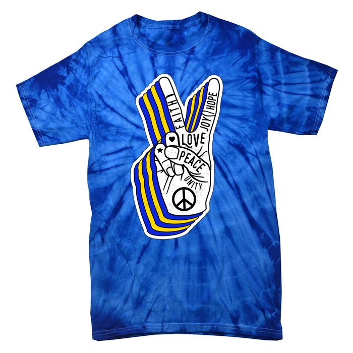 Faith Peace Love Joy Hope Ukrainian Ukraine Colors Tie-Dye T-Shirt